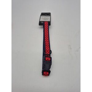 Zack & Zoey Polka Dot Navy/ Red Dog Collar Sport Bears 5/8" Adjusts 14-20"